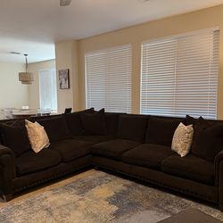 Espresso Brown Fabric Sectional Couch