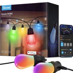 Govee Smart Outdoor String Lights H7015, 48ft RGBIC Outdoor Lights with 15 Dimmable LED Bulbs, IP65