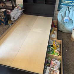 Twin Bed With Bookcase Headboard And Storage Drawers 