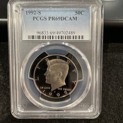 1992 S Gem Proof Kennedy Half Dollar Graded At PR69 With A Deep Cameo Q-19