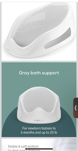 Angelcare Baby Bath Support (Gray) | Ideal for Babies Less Than 6 Months Old