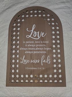 Beautiful "Love never Fails" Wedding Sign