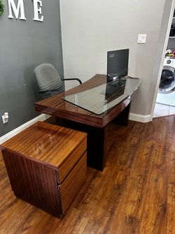 Computer desk with file cabinet