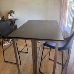 High top foldable wooden dining table and chairs