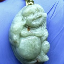 Burmese icy Type A Jadeite Jade Pendant Lucky Happy Buddha.