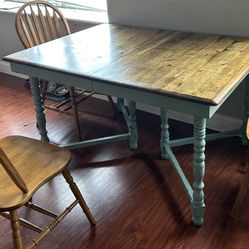 Wooden Dining Room Table With 3 Chairs 