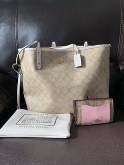 Coach reversible city tote with coach wallet