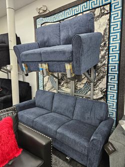 No credit needed same day delivery navy color sofa loveseat 2pc living room set special