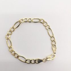 14kt Real Gold Figaro Bracelet 7 Inch