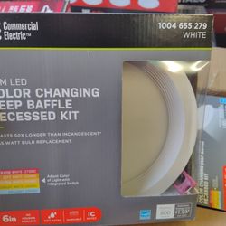 Commercial Electric 6" Color Selectable Deep Baffle Recessed Led Light, Multiple Available 