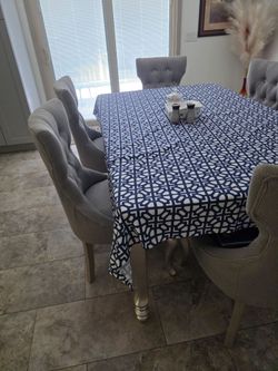 Dining  Room Table with 6 Chairs Gray/ Silver