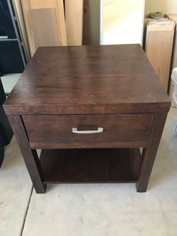 Dark Wood Side Table with Drawer