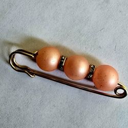 SALMON PEACH RHINESTONE BROOCH SWEATER PIN MULTIPLE USE ACCESSORY SEE PICS