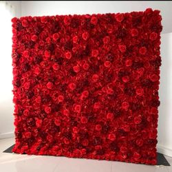FOR SALE 8*8 ft Wedding Artificial Silk Flower Red Wall panel