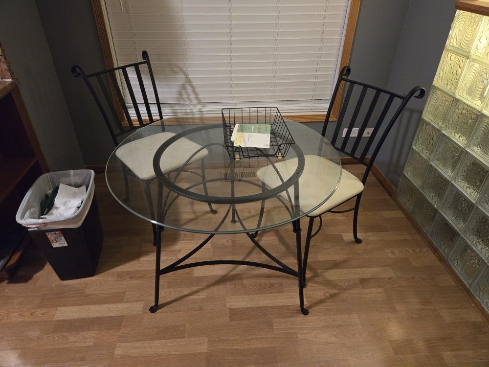 Glass Table And Two Chairs