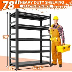 ✌️ 3000 lbs Capacity 47.24"Wx18"Dx78"H Adjustable 5-Tier Metal Shelf with fence , Ideal for Garage, Warehouse or Home Organization,Grey