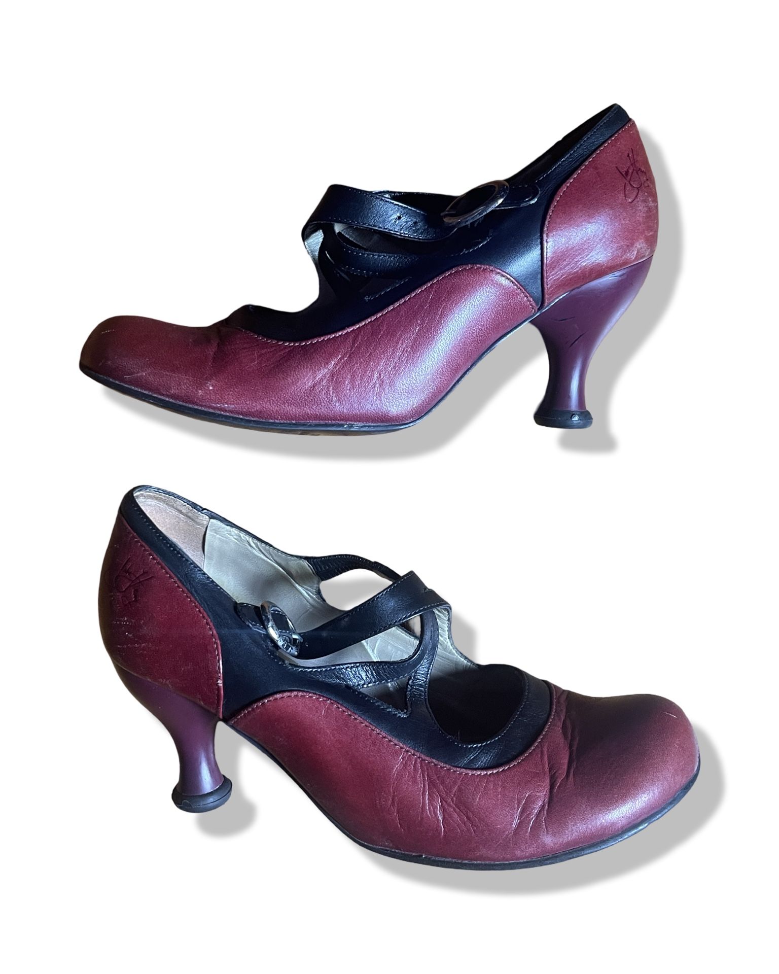 Retired John Fluevog Bellevue Pearl Hart Criss-Crossed Mary Jane Heel Size 7.5