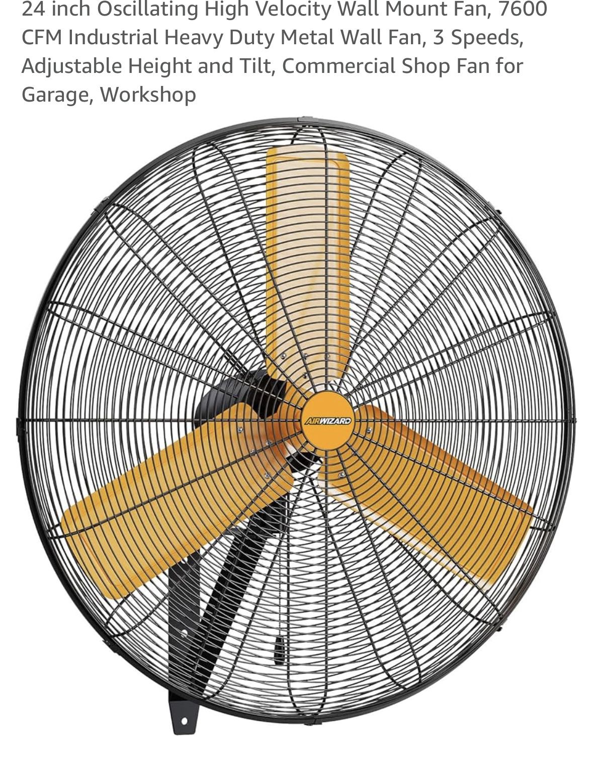 24 inch Oscillating High Velocity Wall Mount Fan