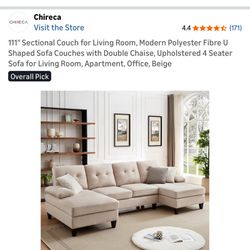 Chireca 111" Sectional Couch for. (Sofa) new