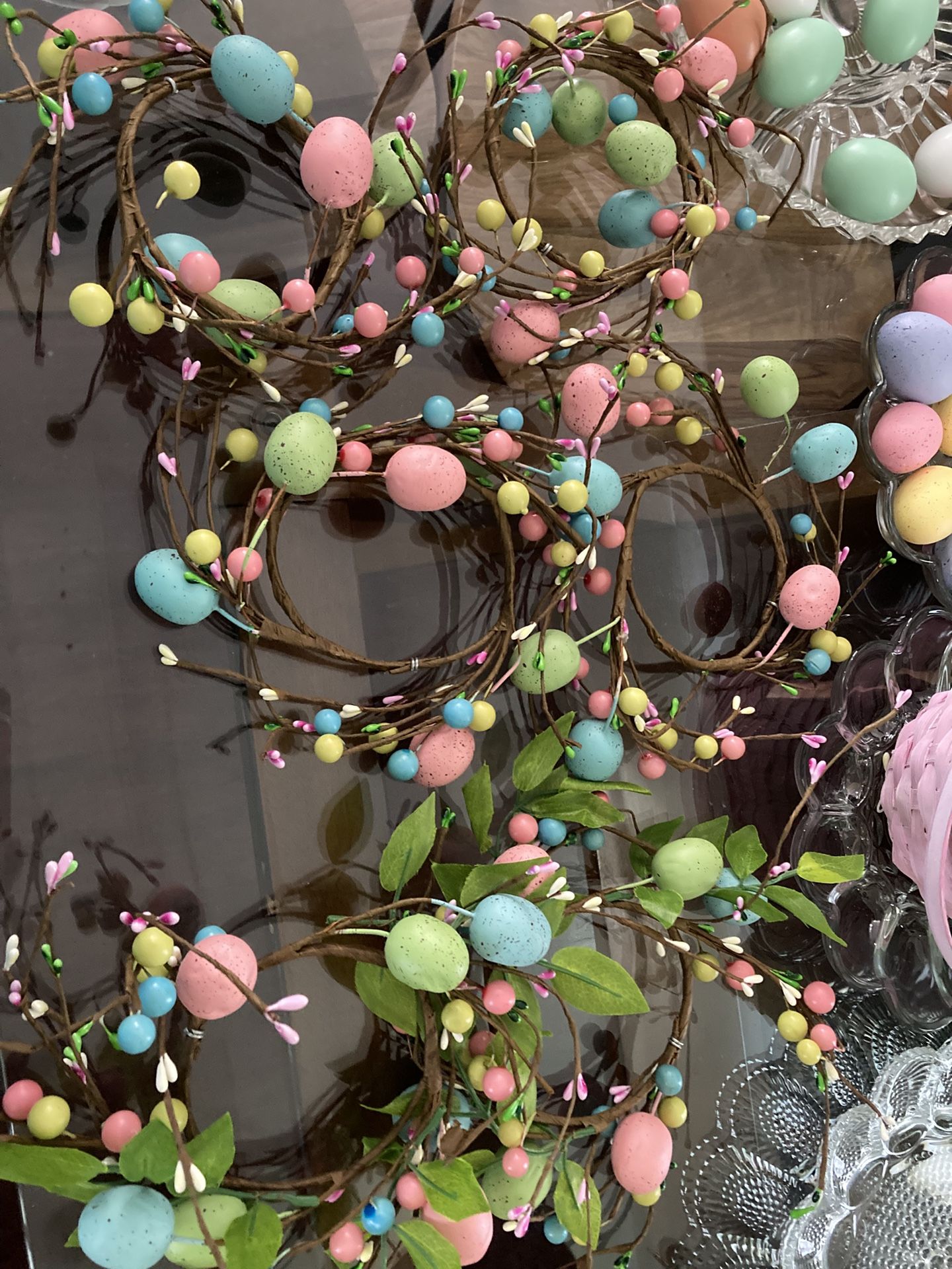 6- Easter Egg Candle Rings Wreaths Spring Egg and Pip Berry Candle Rings Artificial Easter Egg Candle Holder Mini Wreaths 9.5" Wide for East