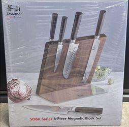 Cangshan Sobu Series 6‑Piece Damascus Steel Knife Block Set