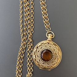 Gold Tone Locket Necklace Vintage