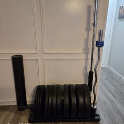 CAP Brand Set Of Bumper Plates With Horizontal Rack (Foam Roller, Barbell And EZ Curl Bar NOT Included)