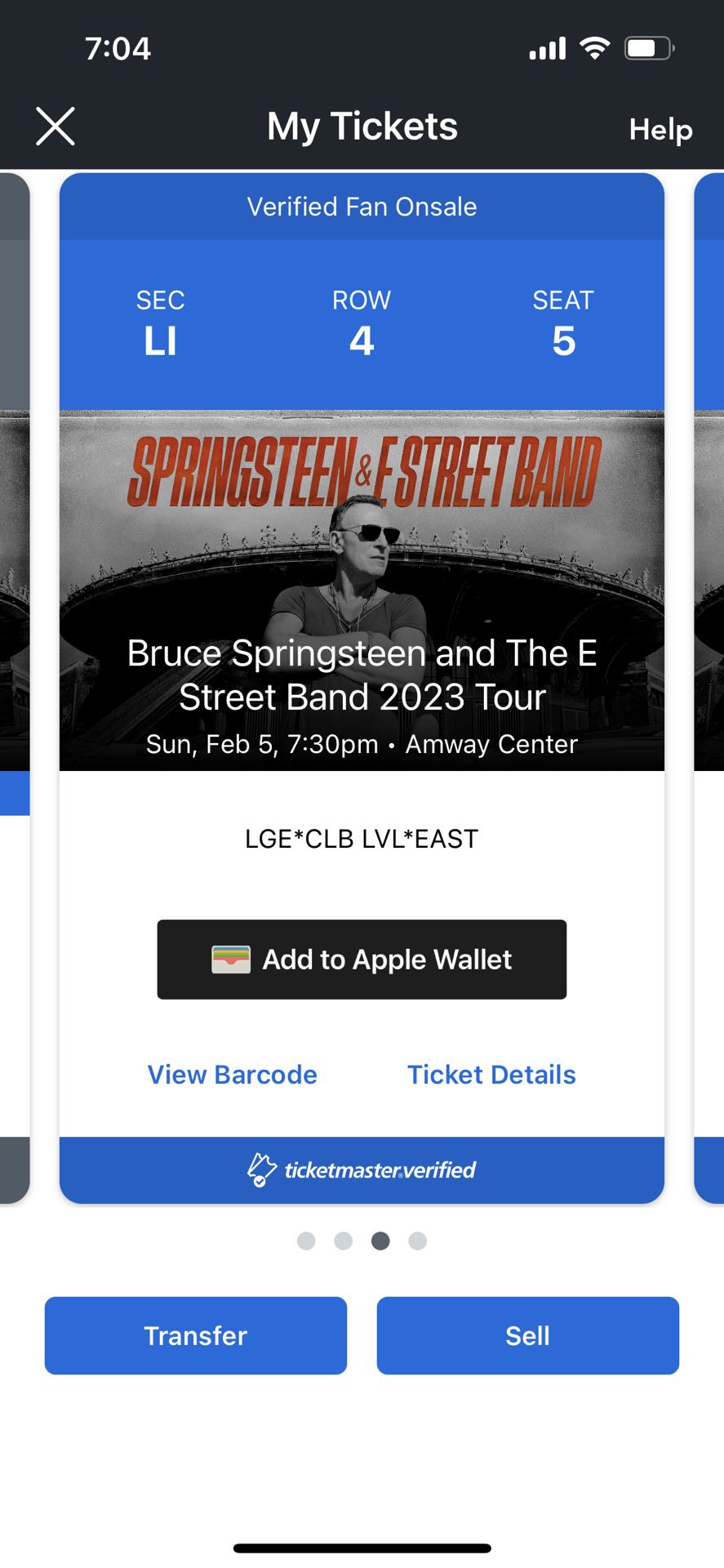 Bruce Springsteen Club Level Loge Seating Tickets 2