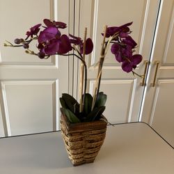 Artificial Orchid In Wooden Vase