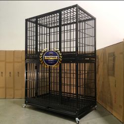 Double stacked Dog Pet Cage Kennel Size  48 Xl With Trays  And Feeding Bowls New In Box