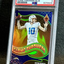 2021 Phoenix 🔥 Justin Herbert 🔥 Flame Throwers Blue /35 PSA 9 Mint 💎 - Los Angeles Chargers ⚡️⚡️