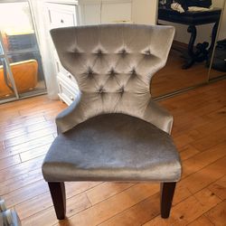 Velvet Gray Accent Chair