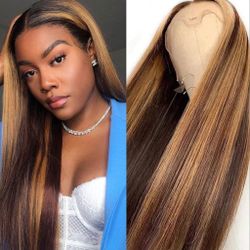 26inch Lace Front Virgin Human Hair Wig . 180% Density