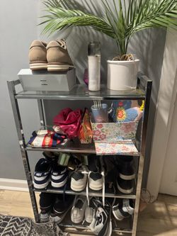 Chrome Metal 4-Tier Shoe Rack