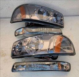 99-06 Gmc Sierra Yukon Projector Headlights Luces Calaveras Micas Faros Focos Faroles Headlamps