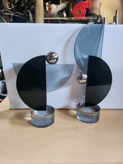 Vanmar Black And Clear Glass Sculpture
