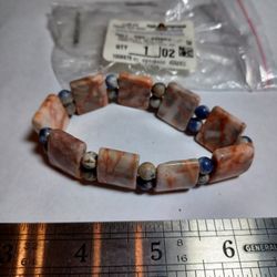 Red Line Marble And Sodalite Bead Bracelet Fire Mountain NIB