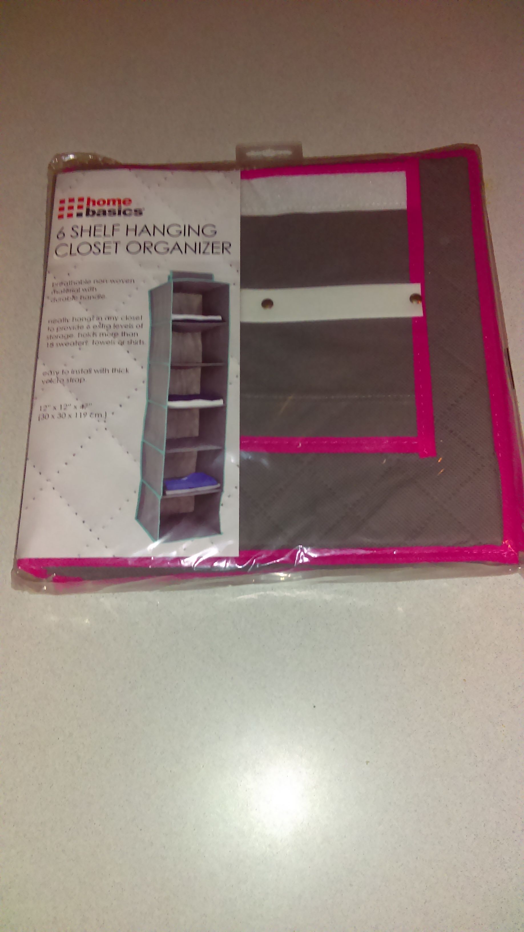 6 SHELF HANGING CLOSET ORGANIZER FROM HOME BASICS NEW FACTORY SEALED