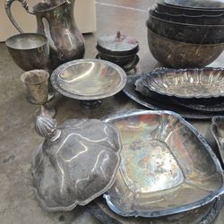 Big huge box of silver plated items to r3