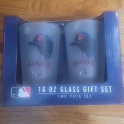 Brand New San Francisco Giants Gift Set Of Frosted Glasses