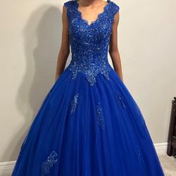 QXMYOO Ball Gown Quinceanera Dresses Sweet 16 Prom Party Princess Dress for Teens Size 10, Royal Blue 