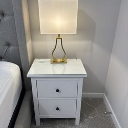 IKEA Hemnes Nightstand With Glass Topper- White 
