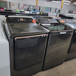 New Scratch And Dent Samsung Top Load Washer And Electric Dryer Set In Black 6-months Warranty 