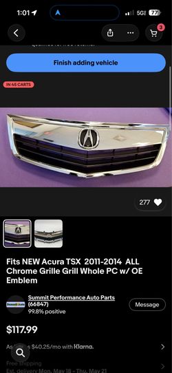 Acura tsx 2011-14 grill