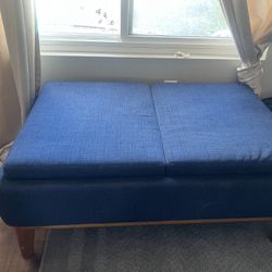 Blue Jollene Fabric Storage Cocktail Ottoman