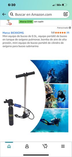 0.5L Mini Scuba Diving Equipment Portable Lung Oxygen Tank High Pressure Air Pump Mini Portable Oxygen Cylinder for Underwater Diving.