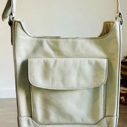 FRYE Melissa Magazine Leather Crossbody Beige Handbag 