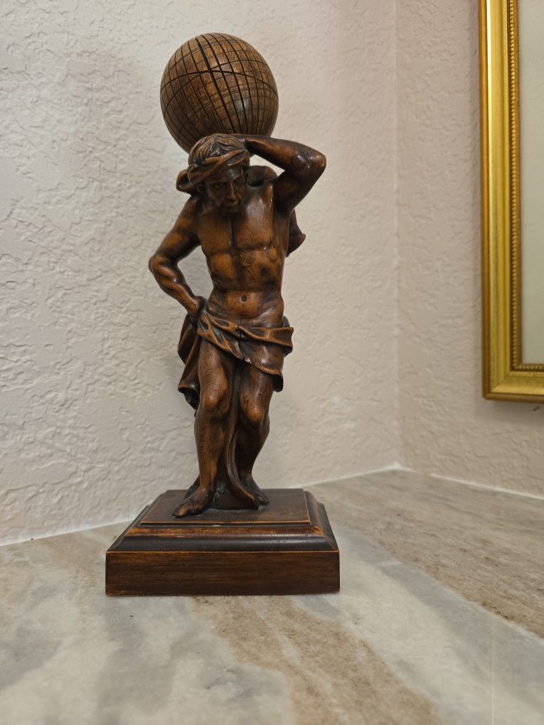 Rare Atlas Statue Wooden Carved. $600 Or Best Offer