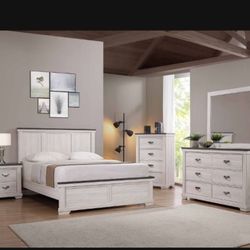 Brand New Elegant Farmhouse Style Leighton Queen Bed Set 