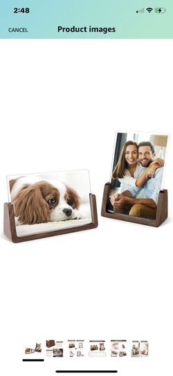 Picture Frame 2 Pack - Rustic Wooden Photo Frames with Walnut Wood Base and High Definition Break Free Acrylic Glass Covers for Tabletop or Desktop Di